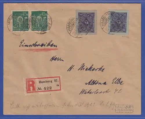 Deutsches Reich Inflation seltene Verwendung von Ganzsachen-Ausschnitten R-Brief