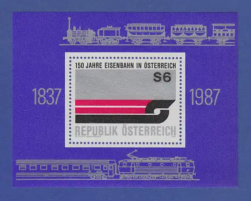 Österreich 1987 Blockausgabe 150 Jahre Eisenbahn in Österreich Mi.-Nr. Bl. 9