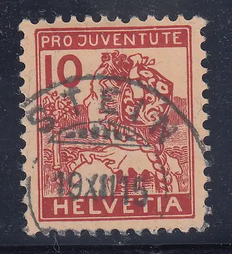 Schweiz 1915 Pro Juventute 10 C. gestempelt, Mi.-Nr.129 gepr. Urs Hermann