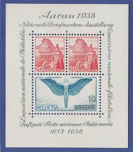 Schweiz Block Aarau 1938  25 Jahre Flugpost,  Mi.-Nr. Block 4 **