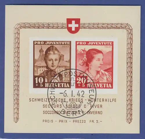 Schweiz 1941 Blockausgabe Pro Juventute / Winterhilfe Mi.-Nr. Block 6 Sonder-O