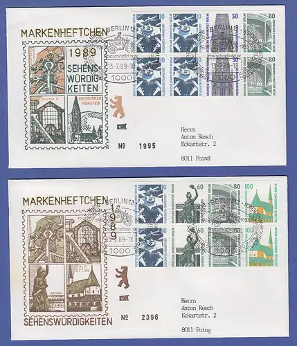 Berlin Sehenswürdigkeiten Heftchenblatt HBL 22 und 23 auf 2 Briefen, So-O Berlin