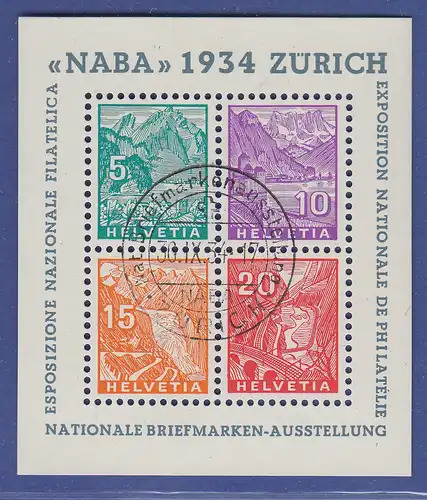 Schweiz 1934 Briefm.-Ausstellung NABA Zürich Mi.-Nr. Block 1, sauber gestempelt