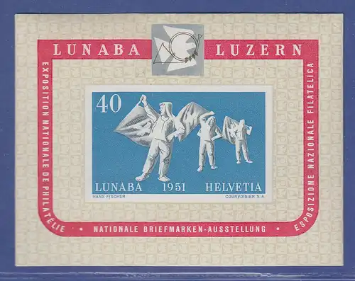 Schweiz 1951 Briefmarken-Ausstellung LUNABA  Mi.-Nr. Block 14 postfrisch **