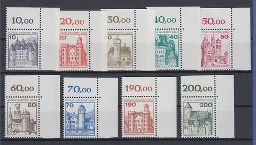 Berlin Burgen & Schlösser 1.Serie Mi.-Nr. 532-540 ** Eckrandstücke oben rechts