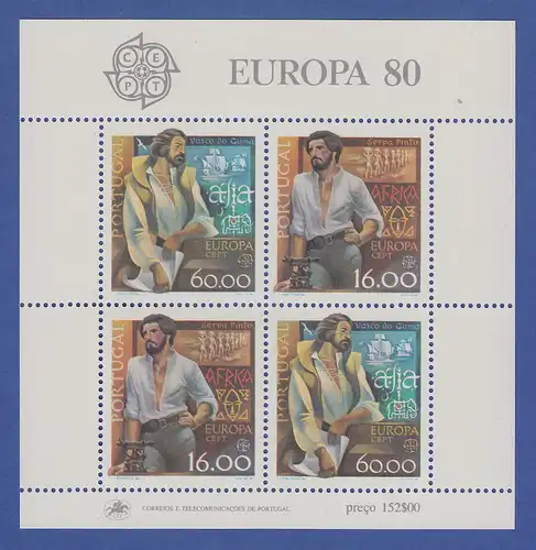 Portugal Blockausgabe 1980 Mi.-Nr. Block 29 ** Europa bed. Persönlichkeiten  