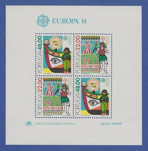 Portugal Blockausgabe 1981 Mi.-Nr. Block 32 ** Europa Folklore  