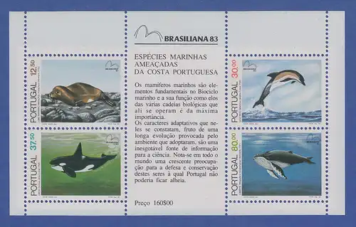 Portugal Blockausgabe 1983 Mi.-Nr. Block 41 ** Bedrohte Meeressäugetiere 