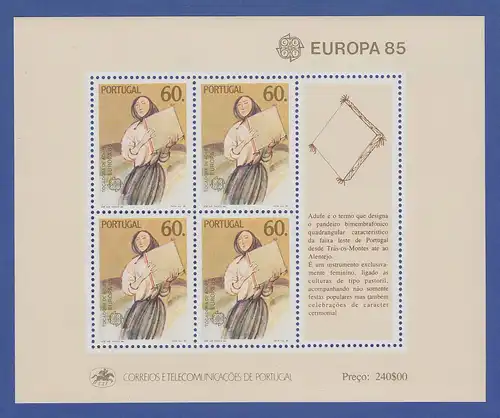 Portugal Blockausgabe 1985 Mi.-Nr. Block 47 ** Europäisches Jahr der Musik 