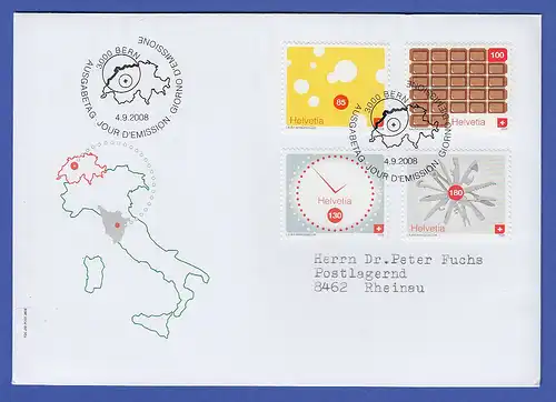 Schweiz 2008 Satz Zeichnungen Laura Mangiavacchi  Mi-Nr. 2073-76 auf gel. FDC