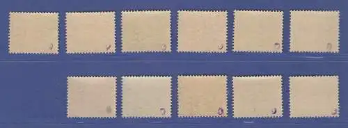 Italien 1944 Portomarken mit Aufdruck G.N.R. Teilsatz Mi.-Nr. 44-54 **