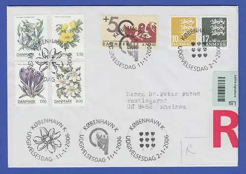 Dänemark 2006 Blumen ect.  Mi.-Nr. 1421-1427 auf gelaufenem R-FDC