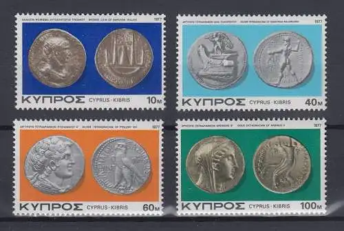Zypern 1977 Sondermarken Antike Münzen  Mi.-Nr. 468-471 Satz kpl. ** 