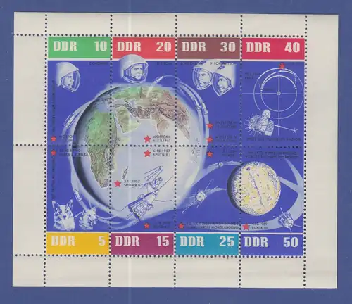 DDR 1962 Kleinbogen 5 Jahre Sowjetische Weltraumflüge Mi.-Nr. 926-33 KLB **