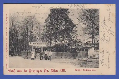 AK Österreich Wien Gruß aus der Penzinger Au Graf`s Restauration 1901