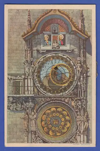 AK Tschechoslowakei Prag Uhr , Karte mit Drehmechanik,  1928
