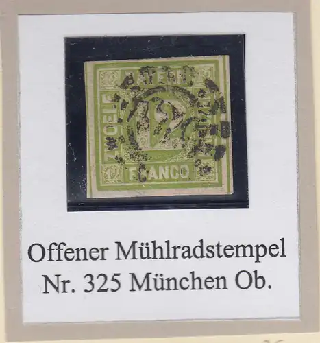 Bayern 12 Kreuzer grün Mi.-Nr. 12 gestempelt mit OMR 325 München