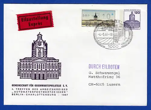 ATM Berlin Wert 310 Pfg UGL auf Eil-FDC Ersttag 4.5.87.  Abarten auf FDC selten!