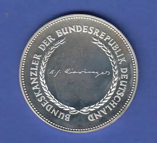 Kurt Georg Kiesinger, edle Silbermedaille, 13,6g Ag925