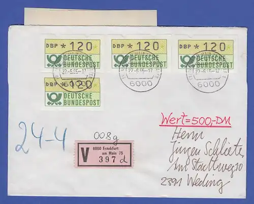 ATM 1.1 4x Wert 120 mit AQ aus MWZD Frankfurt 75 auf Wertbrief 27.6.85