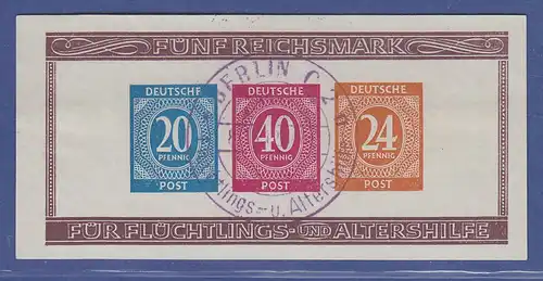 All. Besetzung 1946 Altershilfe-Block geschnitten Bl. 12 B gest. gepr. Schlegel