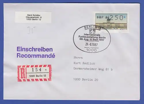 ATM Berlin 250 Pfg mit AQ 35 MWZD BERLIN 12 Funkausstellung  R-Bf FDC 28.8.87