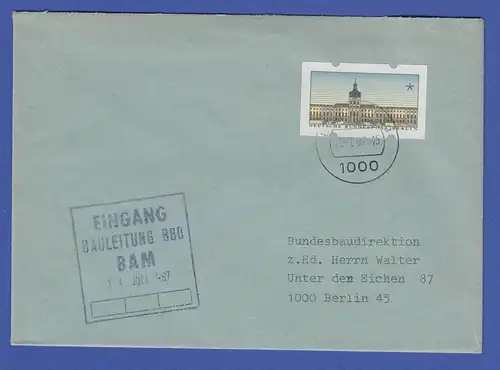 ATM Berlin LEERFELD auf gel. Brief, Stempel BERLIN 33 13.7.87 mit PA-Bestätigung