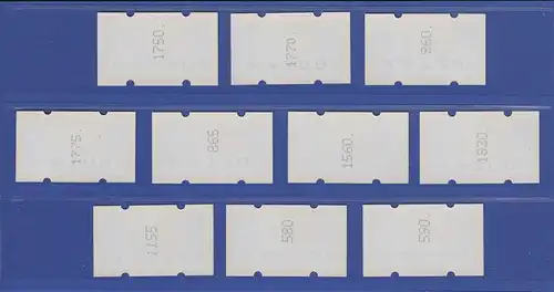 ATM Deutschland Mi-Nr. 3.3 Tastensatz 10 Werte 10-720 ** alle mit Zählnummer !