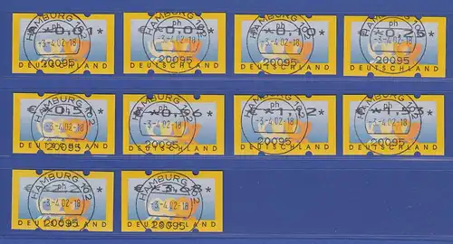 ATM 3 Posthörner, €-Währung Sielaff Mi-Nr. 4.1 Satz 0,01-3,68 gest. HAMBURG