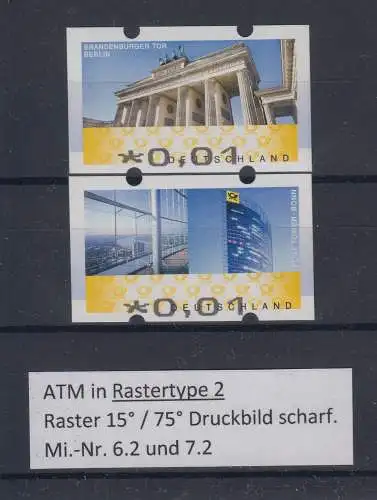 ATM Mi.-Nr. 6.2 und 7.2  Paar ** Rastertype 2 Raster 15°/75° Druckbild scharf 