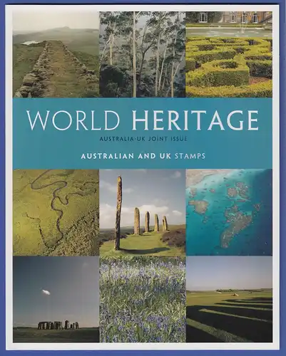 WORLD HERITAGE offiz. Folder mit australischen und britischen Briefmarken **