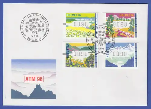 Schweiz 1996, FRAMA-ATM Jahreszeiten Mi-Nr. 7-10 je Wert 0090 auf FDC