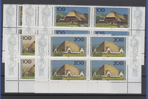 Bundesrepublik 1996 Wohlfahrt Bauernhäuser Mi.-Nr. 1883-87 Satz Viererblocks ** 