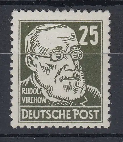 DDR 1953 Köpfe II 25 Pfg Virchow Mi.-Nr. 334vaXI ** gepr. mit Attest Schönherr