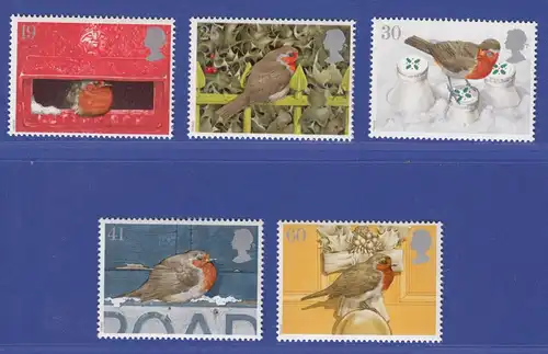 Großbritannien 1995 Weihnachten: Vögel Mi.-Nr.1596-1600 Satz **