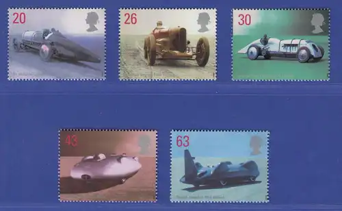 Großbritannien 1998 Autos: Geschwindigkeitsrekorde Mi.-Nr. 1767-1771 Satz **