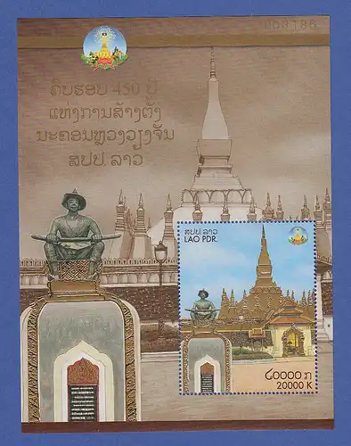 Laos 2010 Blockausgabe Hauptstadt Vientiane Grosser Stupa Mi.-Nr. Block 225 **