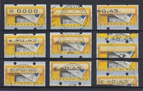 ATM Briefkasten Sielaff Mi.-Nr. 5.1 Lot 9 verschiedene Abarten / Besonderheiten