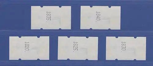 ATM Briefkasten Sielaff Mi-Nr. 5.1 Satz 1-2-20-50-500 mit SCHWARZEN Zählnummern