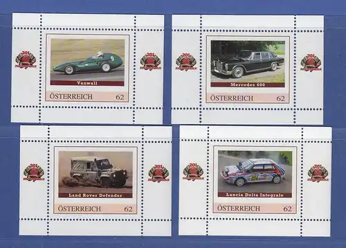 Österreich Briefmarken legendäre Automobile 19 Motive je als Mini-Block **