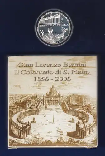 Vatikan 10 Euro Silber-Gedenkmünze 2006 Bernini Collonaden Petersdom OVP