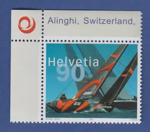 Schweiz 2003 Sondermarke Sieg Segelyacht Alinghi **  Eckrandstück oben links