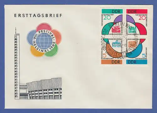 DDR 1962 Weltfestspiele der Jugend Helsinki Mi.-Nr. 901-04 Viererblock auf FDC 