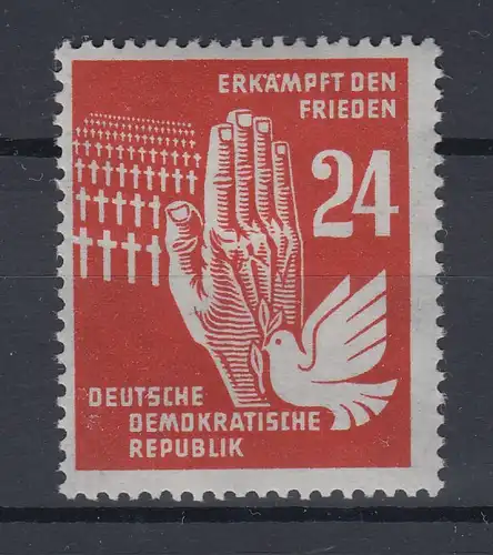 DDR 1951 Erkämpft den Frieden 24 Pfg. Wert auf dünnem Papier, Mi.-Nr. 279 ** 