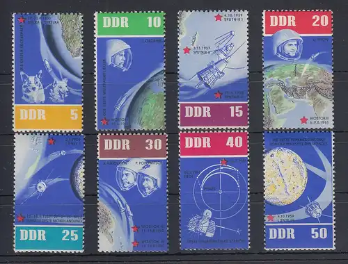 DDR 1962 5 Jahre sowjetische Weltraumfahrt Mi.-Nr. 926-933 Einzelmarken **