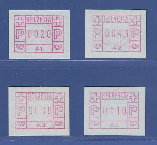 Schweiz 1976, 1. FRAMA-ATM Ausgabe A1-A4 **, Werte 0020-0040-0080-0110