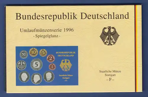 Bundesrepublik DM-Kursmünzensatz 1996 F Polierte Platte PP