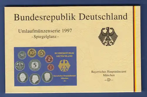 Bundesrepublik DM-Kursmünzensatz 1997 D Polierte Platte PP