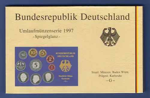 Bundesrepublik DM-Kursmünzensatz 1997 G Polierte Platte PP