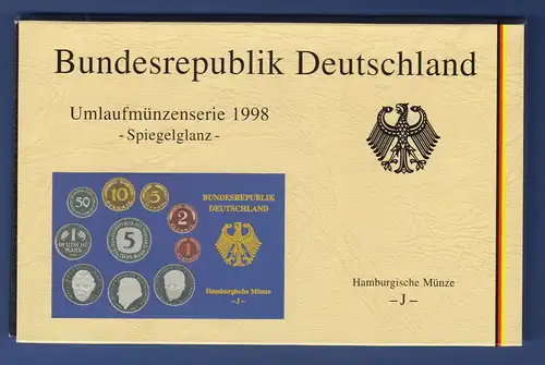 Bundesrepublik DM-Kursmünzensatz 1998 J Polierte Platte PP